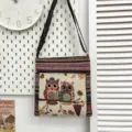 Sac bandoulière en toile style ethnique avec broderie chouette, sac de téléphone décontracté. - Style de Motif 11