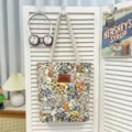 Leinentasche mit niedlichem Katzenmuster,lässige Schultertasche für den Alltag und die Schule. - Muster-Stil 1