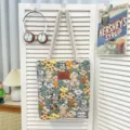Modische lässige Segeltuch Tragetasche mit niedlichem Katzenprint, große Schultertasche. - Muster-Stil 2