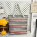 Kleurrijke gestreepte canvas shopper met katoenen touw handvatten, grote casual tas. - Stijl 2