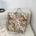 Boho canvas shopper tas voor dames, grote zomervakantie reistas handtas met touw handgrepen. - Patroonstijl 4