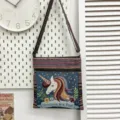 Sac bandoulière en toile style ethnique mignon sac à épaule motif licorne multipoche - Style Multicolore 15