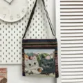 Sac bandoulière en toile style ethnique motif chat tissé mignon sac porté épaule sac de téléphone - Style Multicolore 16
