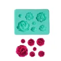 Silicone rose flower cake fondant chocolate mold with multiple sizes and finished samples. - Style 6