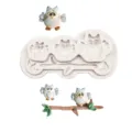 Detailansicht der niedlichen Eulen Silikon Fondantform, ideal für DIY Backen und Ton Handwerk. - YT2023280 / Grau