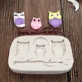 Eulen Silikonform Detailansicht, DIY Fondant Kuchendekorationswerkzeug und Ton Form zum Backen. - TS4000-381 / Grau