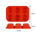 Red 6-cup silicone muffin baking mold for DIY cakes, cupcakes, and chocolate puddings. - Red