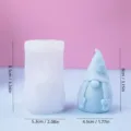 Silicone candle mold and gnome finished product detail view showing clear dimensions and design. - YT240708-5 Gnome Mold Model F / Clear White