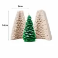 Weihnachtsbaum Silikon Kerzenform mit fertiger grüner Kerze DIY Bastelwerkzeug 12.5x6.5cm - Großer 3D Weihnachtsbaum (204871) / Klarweiß