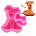 Silikon Hunde Fondant Form zum Backen, niedliches Tier Kuchen Deko Werkzeug, flexibel und einfach. - Hund Stil (184238) / Rosa