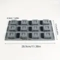 Graue 12-Loch vertikale Streifen Silikon Mousse Kuchenform, professionelles Backwerkzeug. - 12-Kavitäten Quadratische Vertikalstreifen Form / Grau