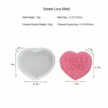 DIY Heart Letter Silicone Candle Mold for Valentine Baking Craft Art Tool Size 8.3x8cm - Sweet Love / Clear White