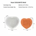 Heart-shaped silicone mold for DIY baking, scented candles, and resin craft with soul mate text. - SOUL MATE / Clear White