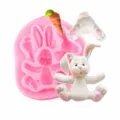 Cute rabbit silicone fondant mold for cake decorating, baking tool, flexible and easy use. - Little Rabbit Style (164448)
