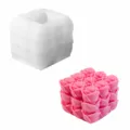 3D Rosen Silikonform für Duftkerzen und handgemachte Seifen, flexible DIY Handwerk Form. - Rosenwürfel Form (YT2023464-3)