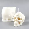 3D Totenkopf Silikonform mit Rosenblüten für Duftkerze Gips Halloween Dekoration - Rosen Totenkopf Stil 2