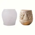 Christmas embossed jar silicone mold DIY aromatherapy candle holder container casting tool - YT25276 Model A Christmas Jar Mold / Clear White