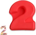 Stampo per torta in silicone rosso numero 2 attrezzo da forno fai da te compleanno - Numero 2