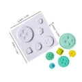 Silikon Fondantform mit Knopf Designs, Größe 8,4cm, ideal für DIY Kuchen Dekorationen. - Quadratische Knopf-Form / Hellgrau