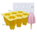 6-cavity star spiral silicone ice cream mold with lid, food-grade DIY popsicle maker tool. - 6-Cavity Starfruit Ice Cream Mold / Yellow