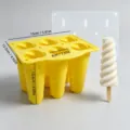 6-Höhlen Spiral Silikon Eiscreme Form mit klarem Deckel DIY Stieleis Herstellung - 6-Hohlraum Spirale Eiscremeform / Gelb
