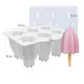 6-Kavitäten Stern Eiscreme Silikonform DIY Eisbereiter mit Deckel und Stielhalter. - 6-Hohlraum Sternfrucht Eiscremeform / Weiß