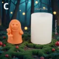 Halloween silicone mold for DIY candles and mousse cakes, ghost shape cylinder design. - YTK25026 / 94g Pack / Clear White