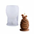 Silicone mold and candle set featuring a cute squirrel on pinecone design for DIY crafts. - YT25196-2 103g / Clear White