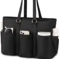 Schwarze Damen Business Laptop Tasche Shopper mit vielen Fächern, elegante Handtasche. - Schwarz