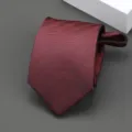 Corbata de cremallera con patrón de espiga burdeos para hombres negocios formal estilo estrecho. - Estilo Espiga / 8cm / Rojo Oscuro