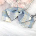 Blaues Karo JK Stil Kragen Schleife Krawatte Detail, Studenten Uniform Zubehör, Schleife. - Eiscreme Doppellagige Kragenblume