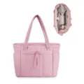 Pink Quilted Tote Bag for Women Lightweight Casual Travel Shoulder Bag with Multi Pockets - 15.7 x 6.3 x 12.2inches / Pink
