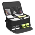 Portable multi-functional golf shoe storage bag with large capacity and ventilation design. - Black