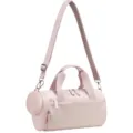 Pink cylindrical gym duffel bag with shoulder strap large capacity travel sports bag for women - Pink