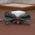 Classic grey patterned men's bow tie for formal suits, weddings, and stylish business events. - Cloud Color Dark Gray
