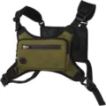 Tactical chest bag outdoor running vest multi-functional utility pouch with straps. - Olive