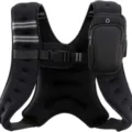Black weighted tactical vest for running fitness workout with phone pouch and reflective safety stripes - 12 lbs / Black (Double-Breasted with Small Pocket)