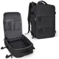 Black travel backpack with multi-compartments, USB charging port and durable waterproof fabric. - Black