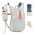 Lightweight foldable hiking backpack with phone pocket water resistant travel daypack for outdoors - Beige