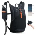 Lightweight foldable waterproof hiking backpack with phone pocket and multi-color options available. - Black
