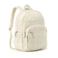 Quilted laptop backpack waterproof school bag 15.6 inch casual daypack for travel. - 30*20*44CM / Beige