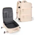 Beige large capacity travel backpack with multi compartments for daily business and outdoor trips - Off White