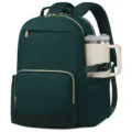 Dark Green Laptop Backpack, Large Capacity Business Travel Backpack with Gold Zippers - L12 H17.5 D8 inch / Green