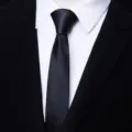 Cravatta nera stretta da 5 cm vista dettagliata, elegante abito da sposa cravatta da lavoro. - Stile Annodato a Mano 5cm / Nero