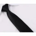 Cravatta stretta nera classica per uomo e donna, larghezza 5 cm, design facile da indossare. - Stile Zip 5cm / Nero