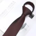 Burgundy zipper tie for men and women, pre-tied narrow lazy necktie for casual daily wear. - 6cm Short Elegant Wine Red Zipper Style