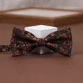Men floral bow tie retro brown patterned bow tie wedding suit accessory wedding gift fashion - Aegean Waves Black Coffee