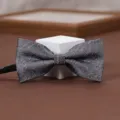 Men's dark grey bow tie detail, elegant groom wedding suit accessory for stylish formal wear - Mist Woven Trace Bow Tie