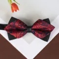 Farfallino formale da uomo a punta paisley, accessorio per cravatta a doppio strato rosso blu. - Rosso Blu Paisley Farfalla