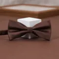 Brown retro bow tie for men and women, classic solid color wedding suit shirt accessories. - Coffee Solid Color